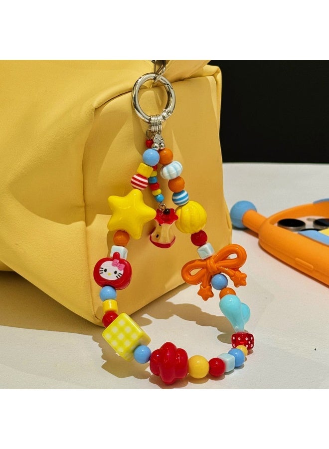 Nova future Kawaii Beaded Pearl Phone Charms Strap Cute apple blossoms Cell Phone Lanyard Wrist Strap - Image 2